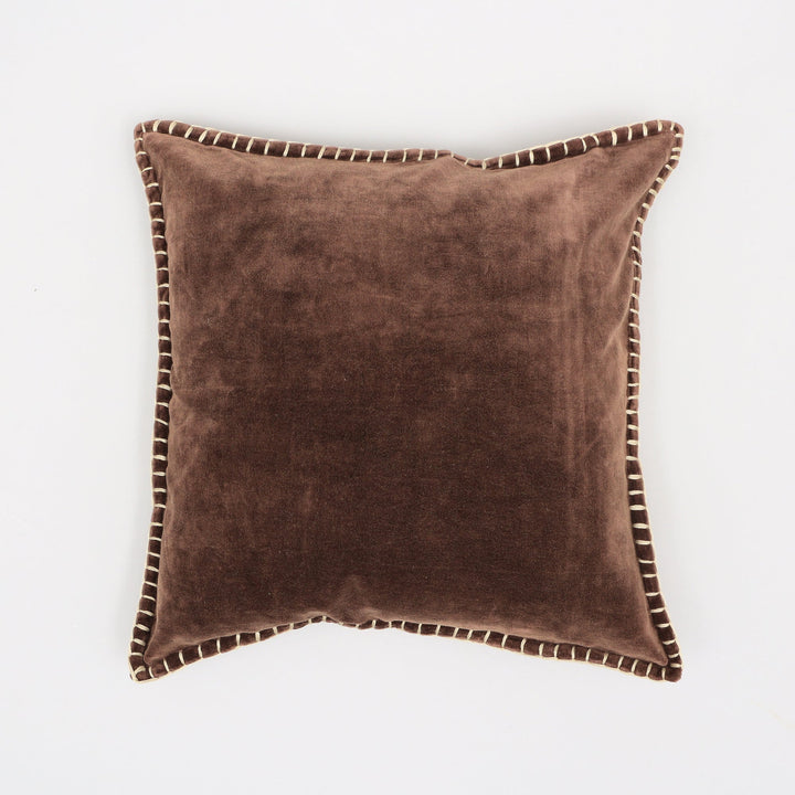 Stonewashed Cotton Velvet Throw Pillow with Decorative Handstiched Edges-19X19' GH Modern Living