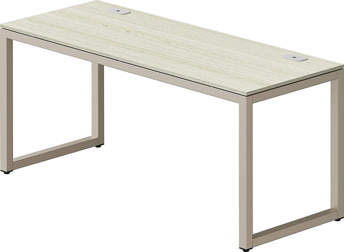 Modern 55" Office Desk with Steel Frame and Cord Management – Cherry Finish Workstation with Adjustable Glides Peach Maple