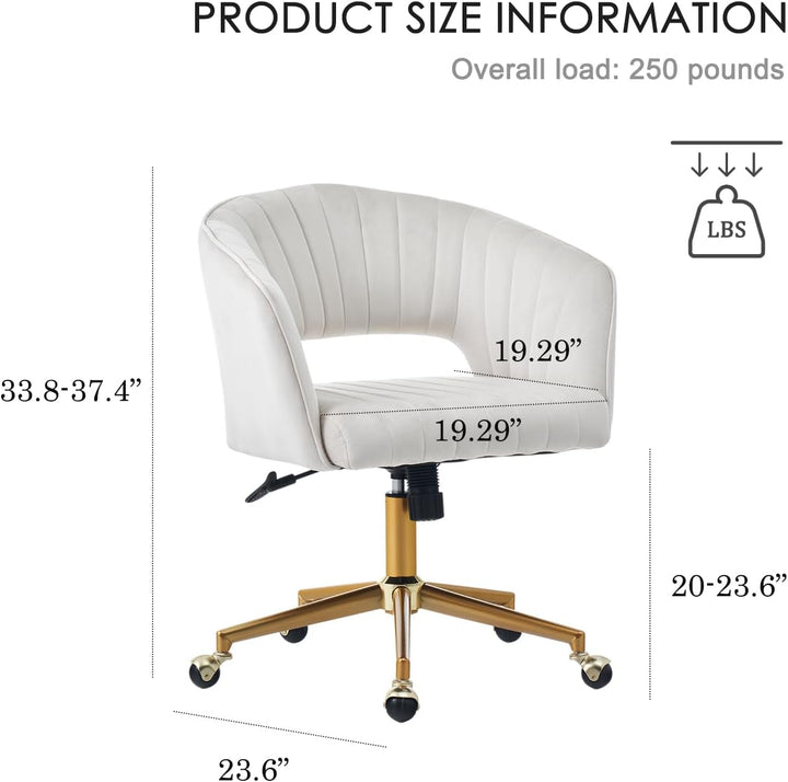Velvet Swivel Desk Chair – 360° Home Office & Vanity Chair with Modern Design Peach Maple