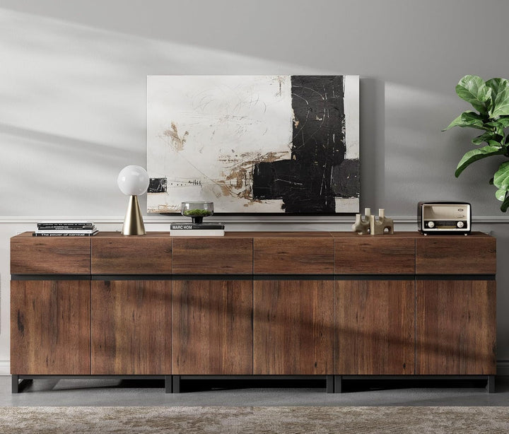 Modern TV Stand for TV's up to 100 Inch, 3 in 1 Entertainment Center Peach Maple
