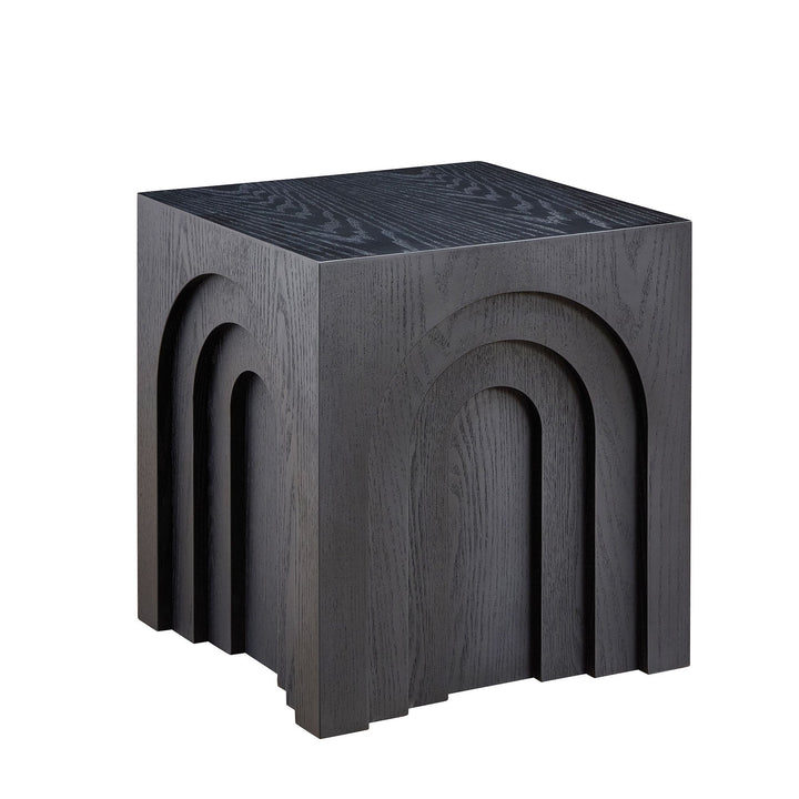 Modern Black MDF Side Table – Small Accent End Table for Living Room & Bedroom Sangria Beech