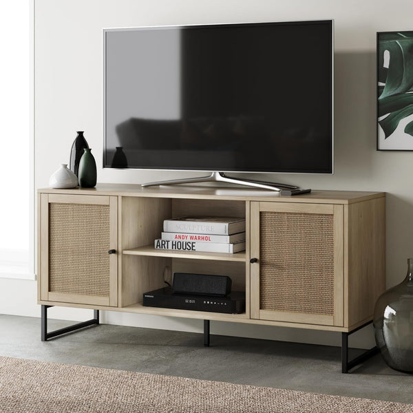 Mina Modern TV Stand, Entertainment Cabinet, Media Console Peach Maple