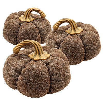 Set of 3 Brown Pumpkin Decorations – 8.3' Fall Harvest & Thanksgiving Décor GH Modern Living
