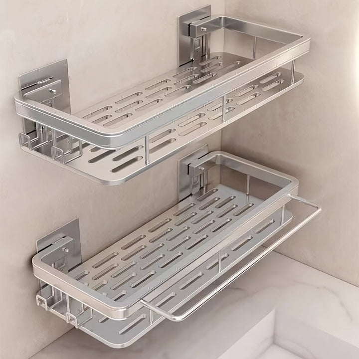 Rust-Resistant No-Drill Bathroom Hanging Shelf with 2 Space-Saving Shelves – Easy Wall Mount Organizer for Shower & Multi-Room Use Champagne Apollo