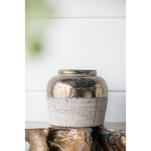 13x13x11' Round Sienna Brown Ceramic Accent Vase GH Modern Living