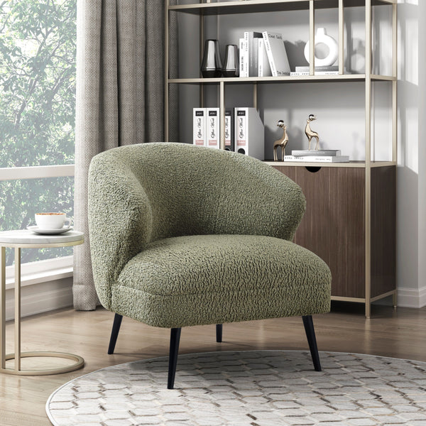 Luxury Living Room Furniture 1pc Accent Chair Green Boucle Upholstery, High-Density Foam Seat Cushions GH Modern Living