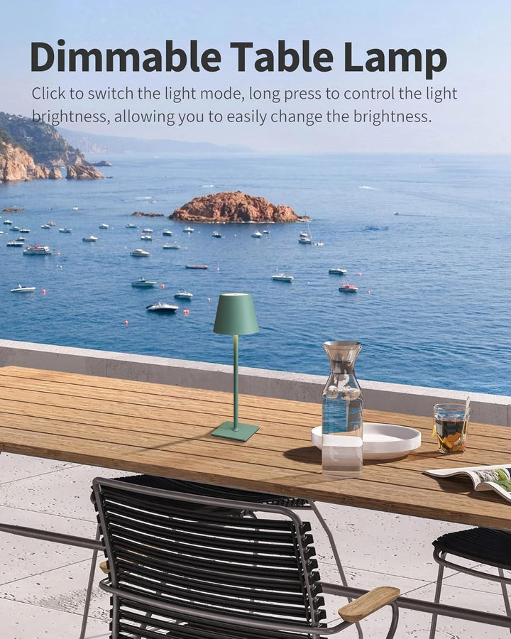 Cordless LED Table Lamp – Portable Metal Touch Lamp with 5000mAh Battery, Stepless Dimming (3000K–6000K), USB-C Charging, Indoor/Outdoor Use Peach Maple