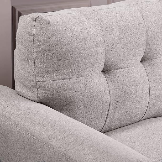 Modern Light Grey Linen Accent Armchair – Comfortable Foam-Filled Arm Chair with Tapered Legs, Upholstered Living Room Chair, 396 lb Capacity Sangria Beech