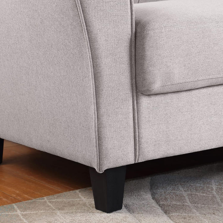 Modern Light Grey Linen Accent Armchair – Comfortable Foam-Filled Arm Chair with Tapered Legs, Upholstered Living Room Chair, 396 lb Capacity Sangria Beech