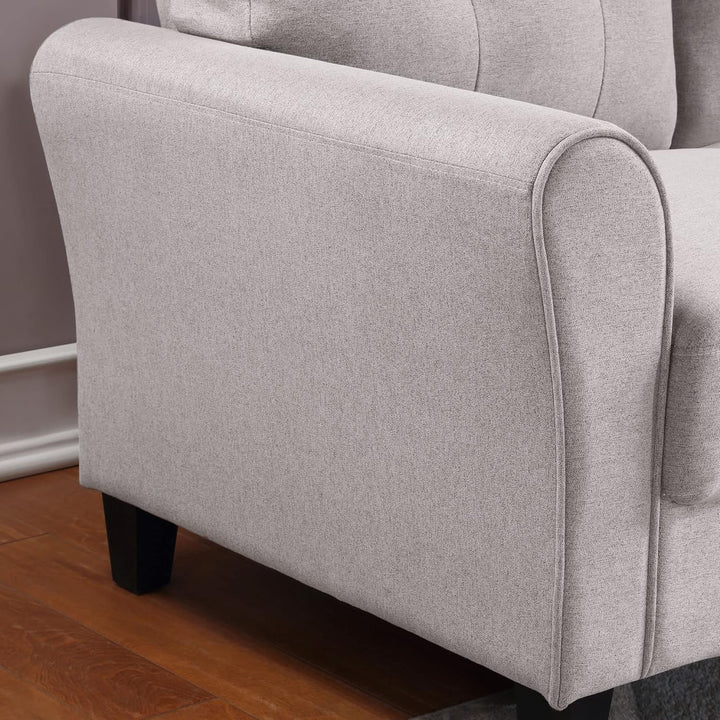 Modern Light Grey Linen Accent Armchair – Comfortable Foam-Filled Arm Chair with Tapered Legs, Upholstered Living Room Chair, 396 lb Capacity Sangria Beech