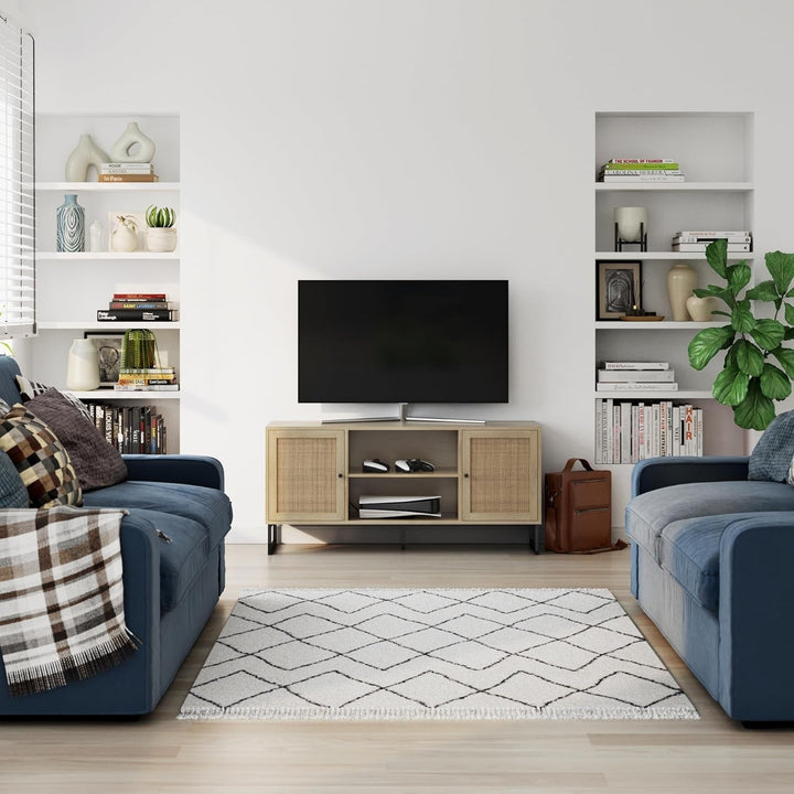 Mina Modern TV Stand, Entertainment Cabinet, Media Console Peach Maple