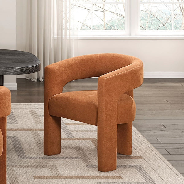Modern Luxury Dining Furniture Elegant Side Chairs Set of 2 Orange Fabric Soft Boucle Plush Upholstery Comfortable, Chairs for Restaurant Aesthetic GH Modern Living