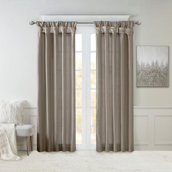 Twist Tab Lined Window Curtain Panel Pewter 50x120' GH Modern Living
