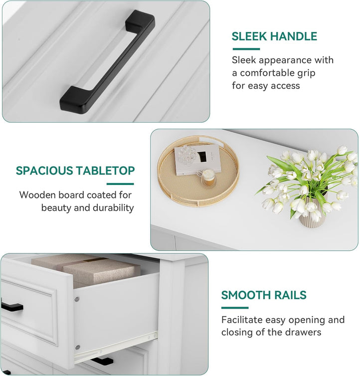 6-Drawer Dresser with Built-in Power Outlet & USB Ports – White Storage Cabinet with Rustic Bar Handles, Anti-Tip Design for Bedroom, Entryway, or Living Room Peach Maple