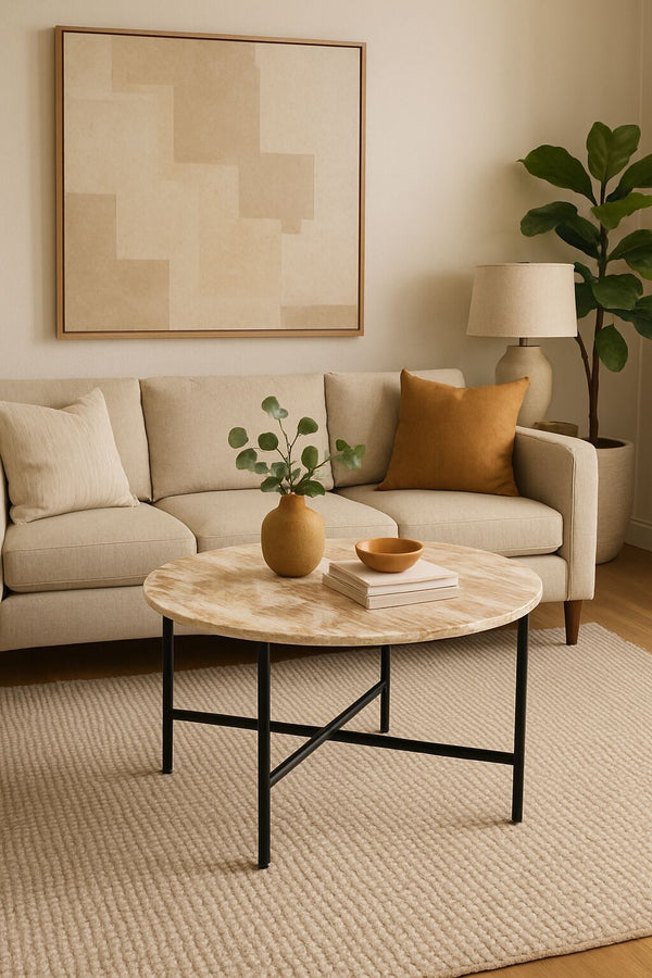 Brown Marble Nesting Table with Metallic Grey Metal Frame (17' Height) | Elegant & Sturdy Side Table | Space-Saving Modern Design | Perfect for Living Room, Bedroom, Office & Home Décor GH Modern Living