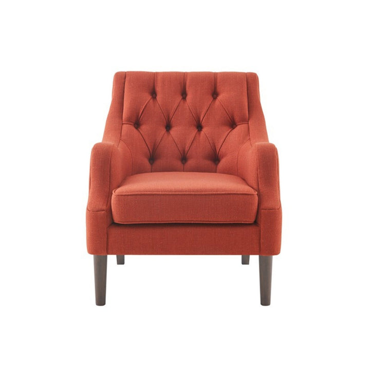Qwen Button Tufted Accent Chair Spice Polyester Solid Wood 32.25x29.25x33.50 inches GH Modern Living