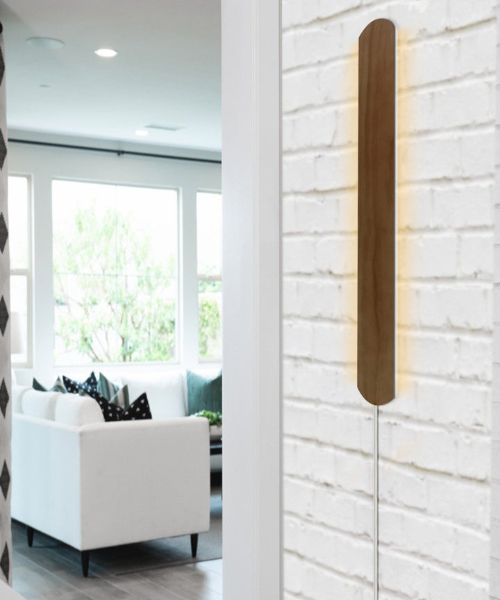 Hover Plank 3" W Solid Wood Corner/Wall Accent Light – Plug-In Floating LED Light with Dimmer – Modern Oak Finish by Home Thulite