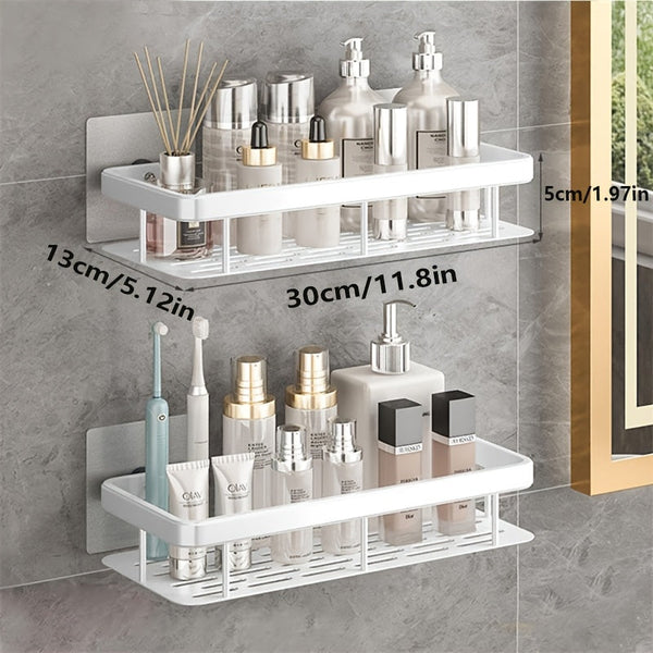 Rust-Resistant No-Drill Bathroom Hanging Shelf with 2 Space-Saving Shelves – Easy Wall Mount Organizer for Shower & Multi-Room Use Champagne Apollo