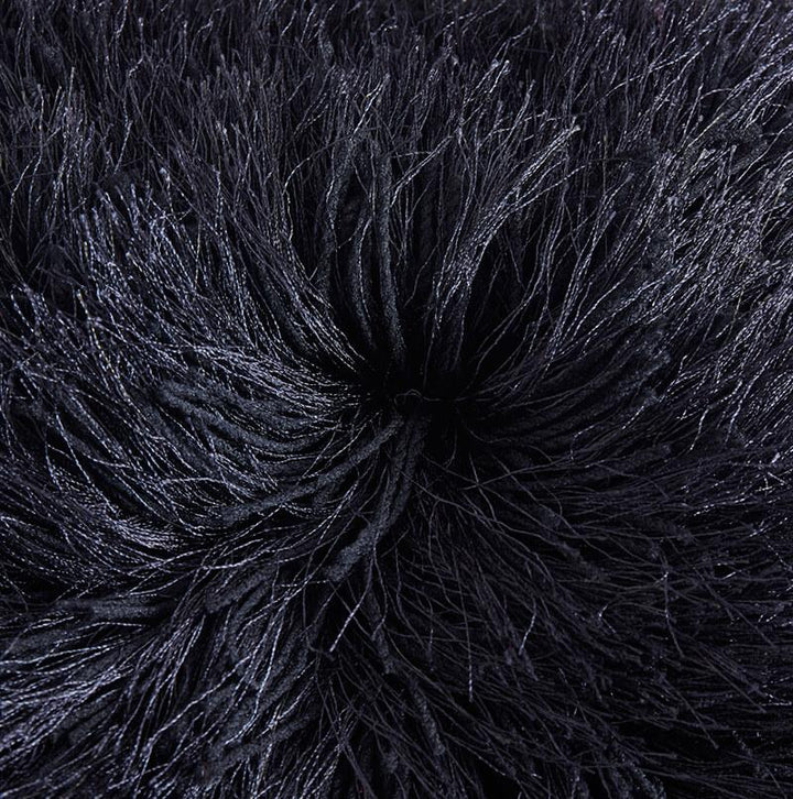 Ultra Plush Black Shaggy Throw Pillow – 18"x18" Hand-Tufted Retro Modern Decorative Accent Cushion Coral Rosemary