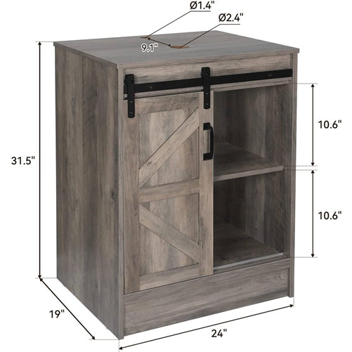 Modern Farmhouse Bathroom Vanity with Barn Wood Sliding Door and Black Ceramic Sink – Eco-MDF, Floor Mount, Durable Design Yellow Crius