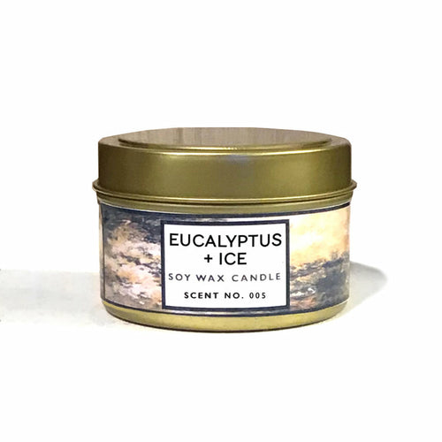 Eucalyptus & Ice Soy Wax Candle – Fresh, Cooling Aromatherapy – 4oz & 8oz Indigo Poseidon