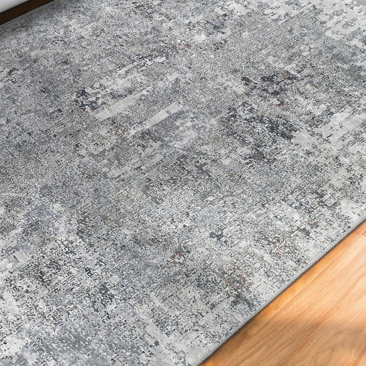 Grey Washable Bedroom Area Rug with Fringes – Machine-Washable, Anti-Allergic Cotton-Poly Blend, Non-Slip Base, OEKO-TEX Certified Copper Hera