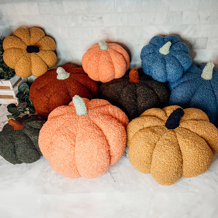 Velvet Plush Blair Pumpkins II – Fall Throw Pillow Décor Cerise Thalassa