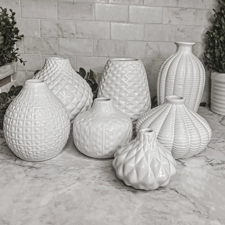 Whitney White Ceramic Vases – Artisan Made Decorative Accent, Sold Individually or as a Set Cerise Thalassa