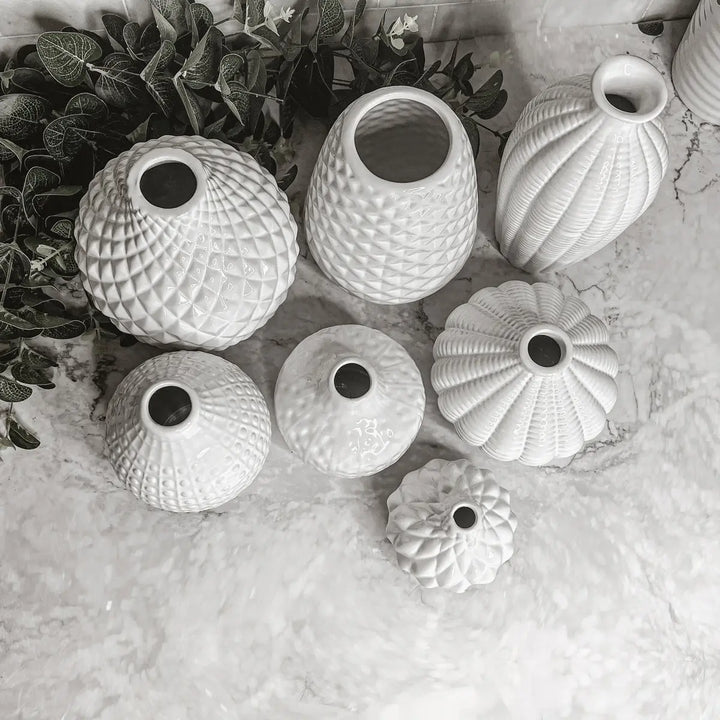 Whitney White Ceramic Vases – Artisan Made Decorative Accent, Sold Individually or as a Set Cerise Thalassa