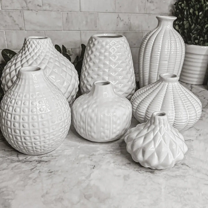 Whitney White Ceramic Vases – Artisan Made Decorative Accent, Sold Individually or as a Set Cerise Thalassa