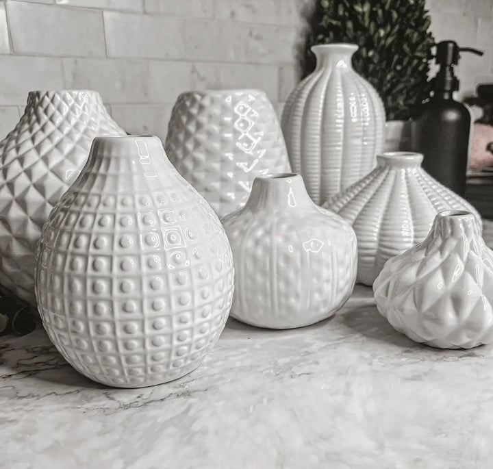 Whitney White Ceramic Vases – Artisan Made Decorative Accent, Sold Individually or as a Set Cerise Thalassa