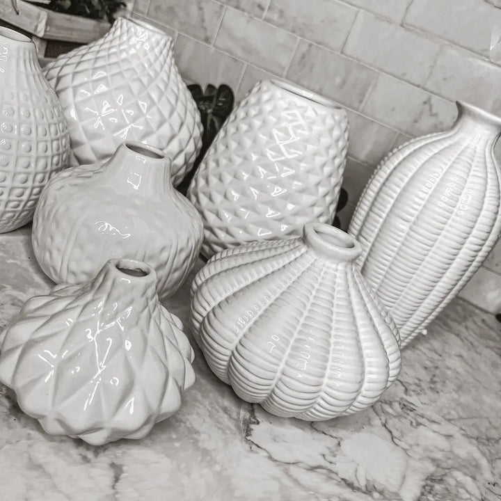 Whitney White Ceramic Vases – Artisan Made Decorative Accent, Sold Individually or as a Set Cerise Thalassa