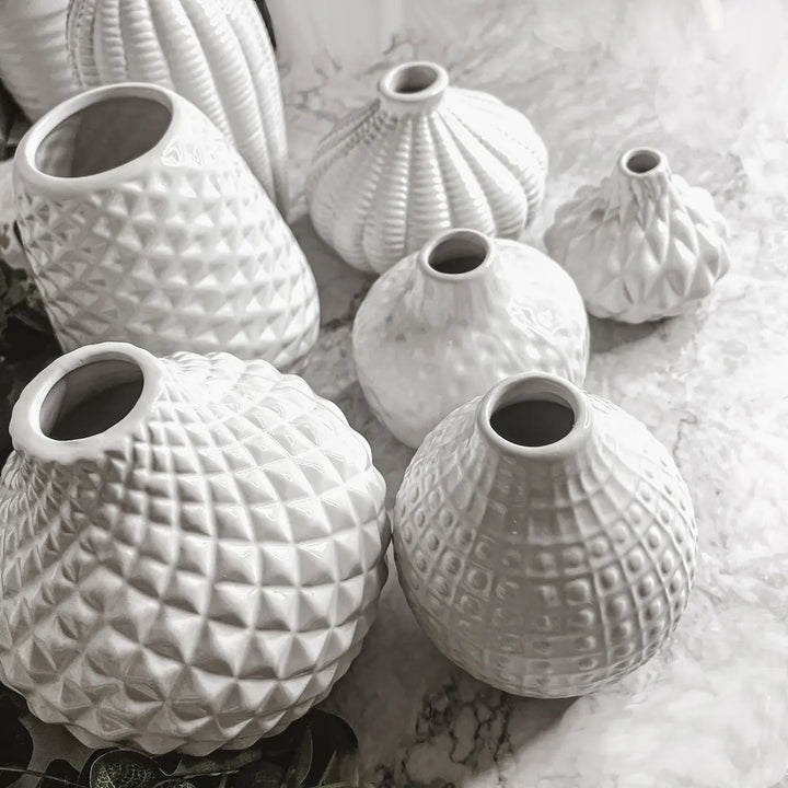 Whitney White Ceramic Vases – Artisan Made Decorative Accent, Sold Individually or as a Set Cerise Thalassa