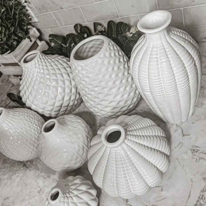 Whitney White Ceramic Vases – Artisan Made Decorative Accent, Sold Individually or as a Set Cerise Thalassa