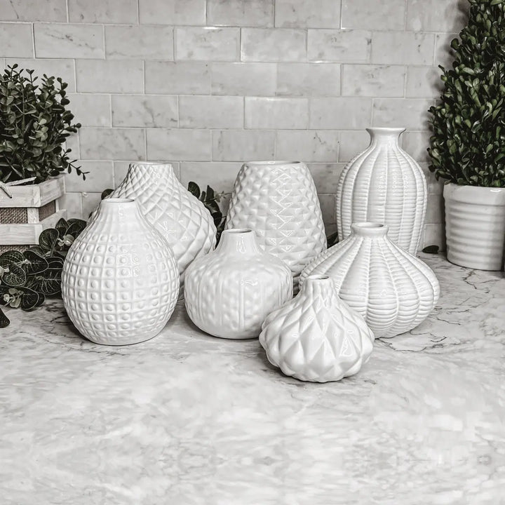 Whitney White Ceramic Vases – Artisan Made Decorative Accent, Sold Individually or as a Set Cerise Thalassa