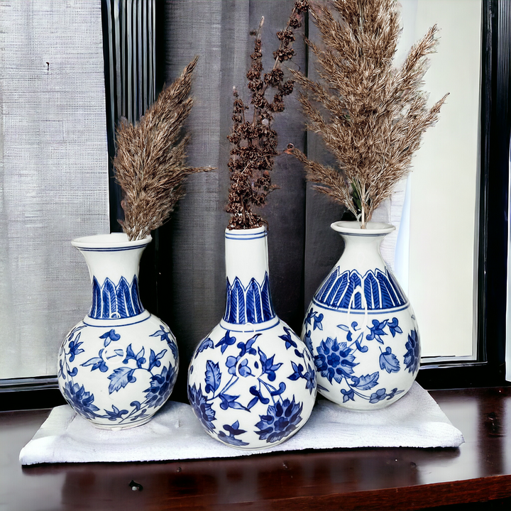 Blue & White Chinoiserie Canton Vases – Hand-Painted Ceramic Mediterranean Decor Cerise Thalassa