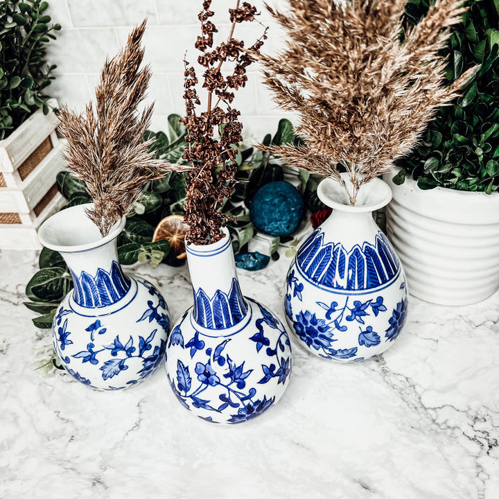 Blue & White Chinoiserie Canton Vases – Hand-Painted Ceramic Mediterranean Decor Cerise Thalassa