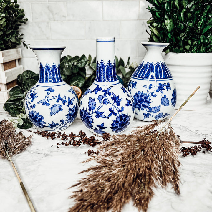 Blue & White Chinoiserie Canton Vases – Hand-Painted Ceramic Mediterranean Decor Cerise Thalassa