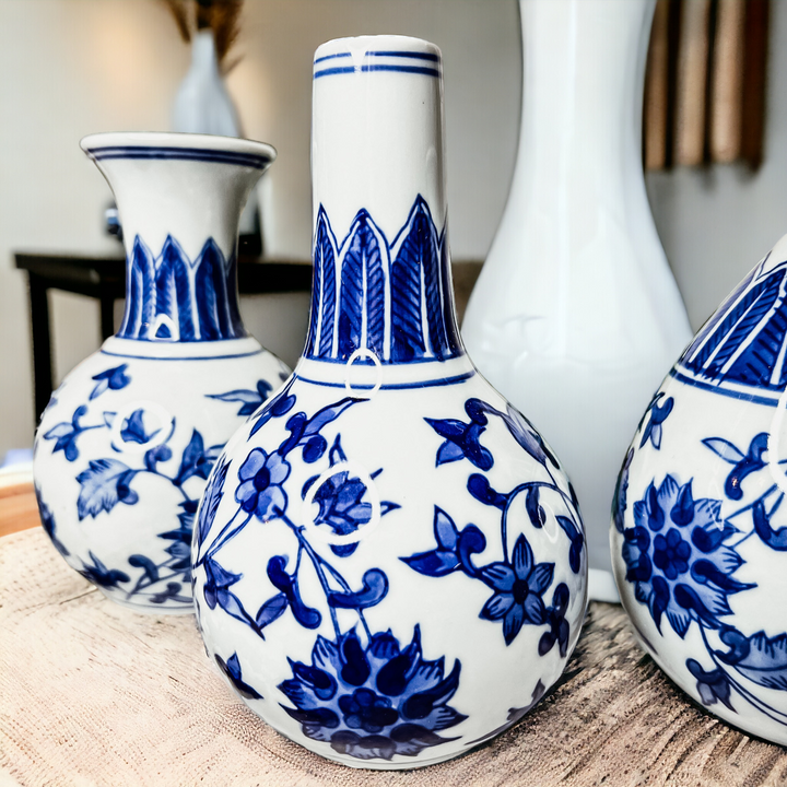 Blue & White Chinoiserie Canton Vases – Hand-Painted Ceramic Mediterranean Decor Cerise Thalassa