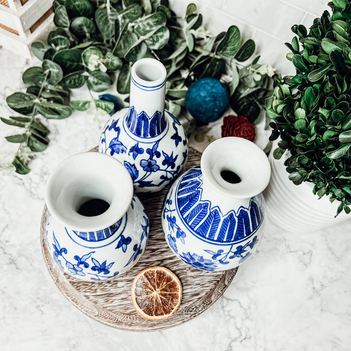 Blue & White Chinoiserie Canton Vases – Hand-Painted Ceramic Mediterranean Decor Cerise Thalassa