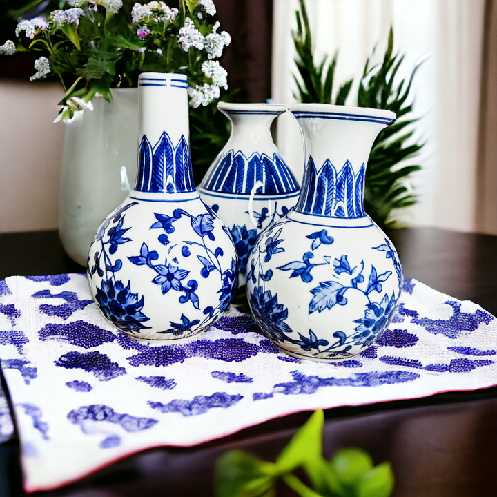 Blue & White Chinoiserie Canton Vases – Hand-Painted Ceramic Mediterranean Decor Cerise Thalassa
