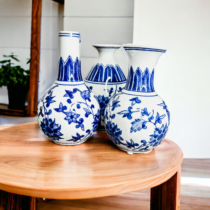 Blue & White Chinoiserie Canton Vases – Hand-Painted Ceramic Mediterranean Decor Cerise Thalassa