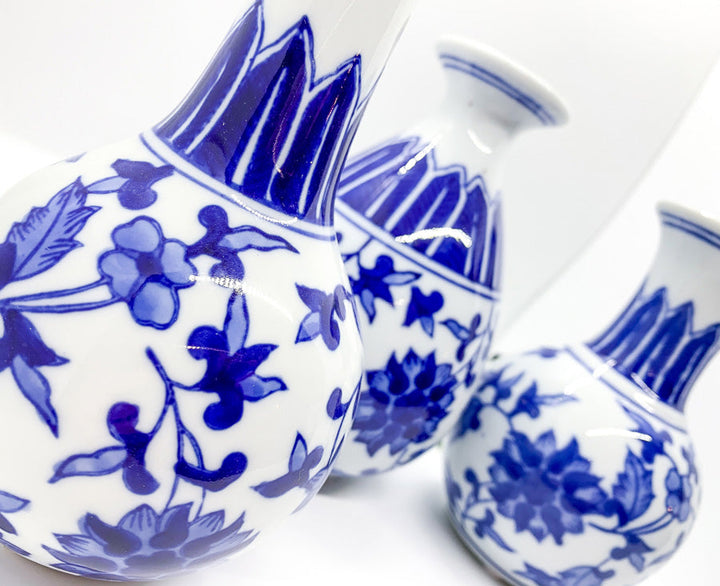 Blue & White Chinoiserie Canton Vases – Hand-Painted Ceramic Mediterranean Decor Cerise Thalassa