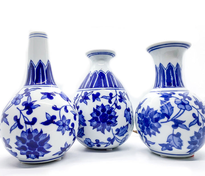 Blue & White Chinoiserie Canton Vases – Hand-Painted Ceramic Mediterranean Decor Cerise Thalassa