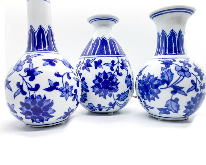 Blue & White Chinoiserie Canton Vases – Hand-Painted Ceramic Mediterranean Decor Cerise Thalassa
