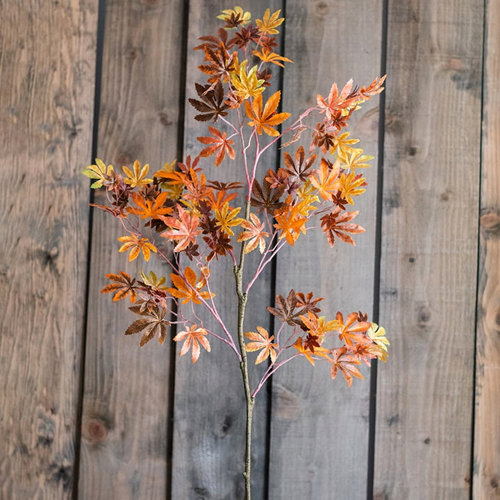 Artificial Fall Color Maple Leaf Stem Faux Sangria Uranus