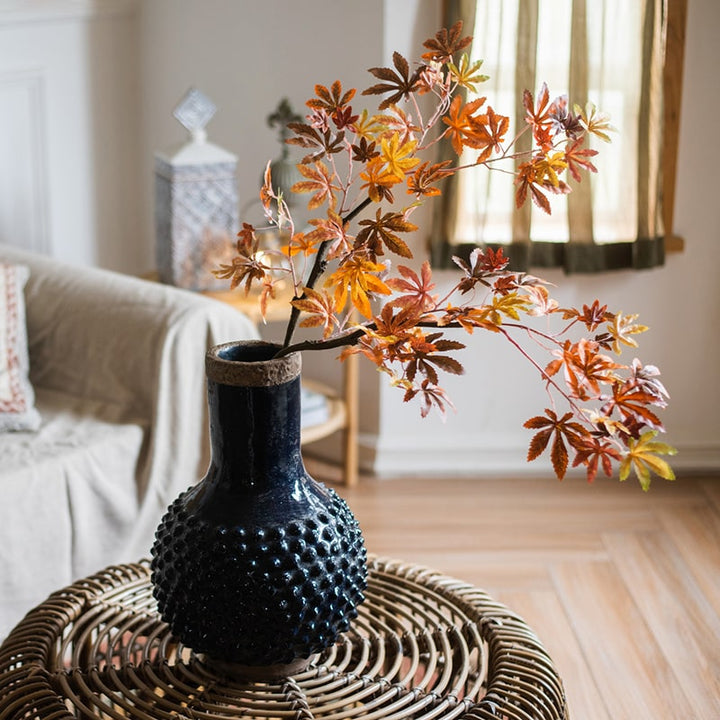 Artificial Fall Color Maple Leaf Stem Faux Sangria Uranus