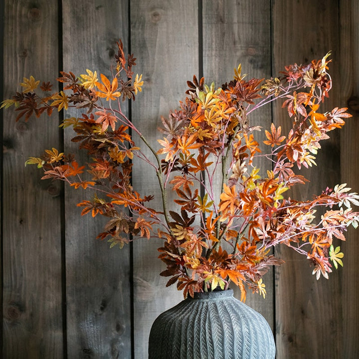 Artificial Fall Color Maple Leaf Stem Faux Sangria Uranus