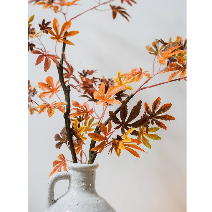 Artificial Fall Color Maple Leaf Stem Faux Sangria Uranus