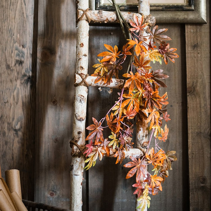 Artificial Fall Color Maple Leaf Stem Faux Sangria Uranus